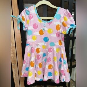 Eleanor Rose birthday balloons dress girls stretchy fit flare rainbow colorful